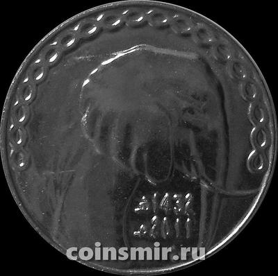 5 динаров 2011 Алжир. Слон. (в наличии 2019 год)