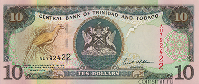 10 долларов 2002 Тринидад и Тобаго.