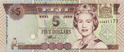 5 долларов 2002 Фиджи.