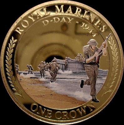 1 крона 2016 остров Тристан да Кунья. Королевская морская пехота - День "Д" 1944 год.