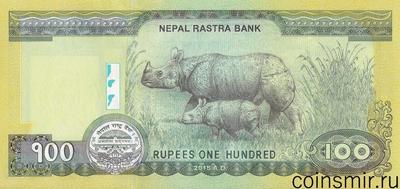 100 рупий 2015 Непал. Носорог.