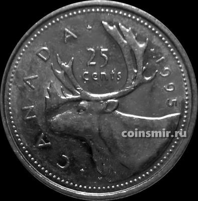 25 центов 1995 Канада. Северный олень.