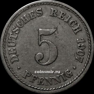 5 пфеннигов 1907 А Германия.