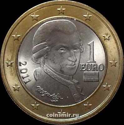 1 евро 2011 Австрия. Моцарт.