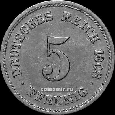 5 пфеннигов 1908 G Германия.