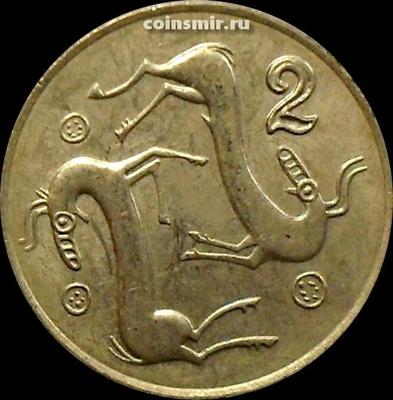 2 цента 1994 Кипр. Стилизованные козлы.