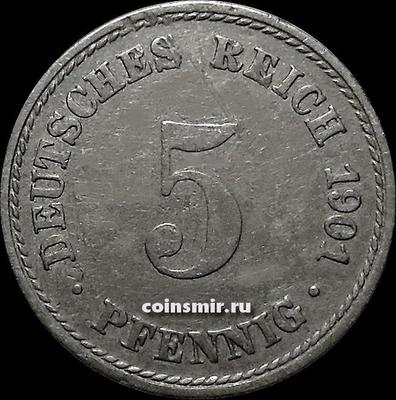 5 пфеннигов 1901 А Германия.