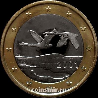 1 евро 2001 М Финляндия. Лебеди.