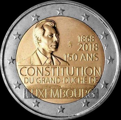 2 евро 2018 Люксембург. 150-летие Конституции Люксембурга.