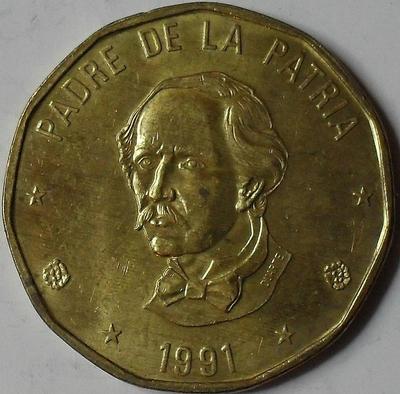 1 песо 1991 Доминиканская республика.