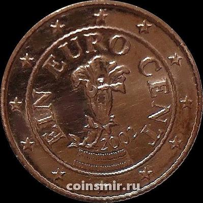 1 евроцент 2002 Австрия. Альпийская горечавка.