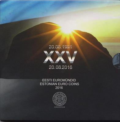 Набор евро монет 2016 Эстония. Буклет. 25 лет независимости.