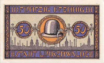 50 пфеннигов 1921-1922 Германия. г. Лукенвальде (Бранденбург). Нотгельд.