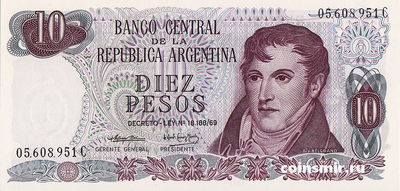 10 песо 1973-1976 Аргентина.