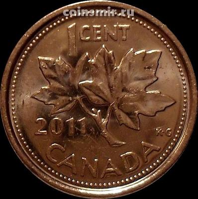 1 цент 2011 Канада. Кленовые листья.