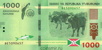 1000 франков 2021 Бурунди.