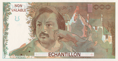 Тестовая банкнота ECHANTILLON, Тип № 000 Франция 1975. Оноре де Бальзак.