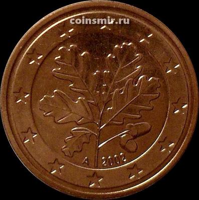 5 евроцентов 2002 А Германия. Листья дуба. UNC
