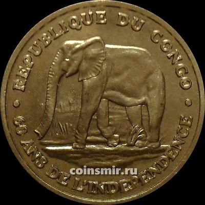 250 франков 2020 Конго. Слон. 60 лет независимости.