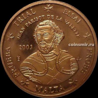 2 евроцента 2003 Мальта. Жан Паризо де ла Валетт. Европроба. Specimen.