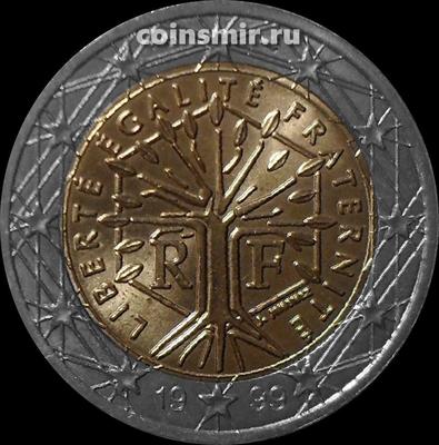 2 евро 1999 Франция. Стилизованное дерево. ХF