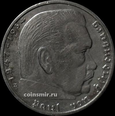 2 марки 1936 Е Германия. Гинденбург. Третий Рейх.