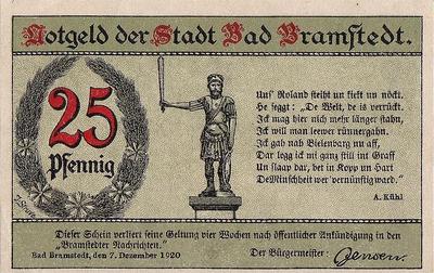 25 пфеннигов 1920 Германия. г. Бёэль (Шлезвиг-Гольштейн). Нотгельд.