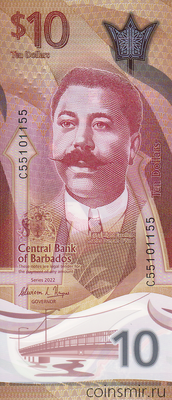 10 долларов 2022 Барбадос.