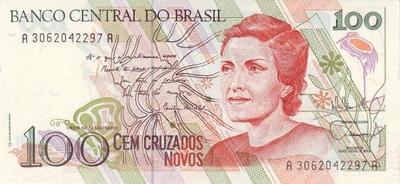 100 новых крузадо 1989 Бразилия.