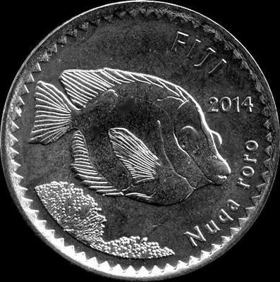 5 центов 2014 острова Фиджи. Красный сиганус.