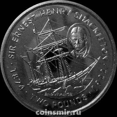 2 фунта 1999 Фолклендские острова. Сэр Эрнест Генри Шеклтон и экспедиционное судно Эндьюранс.