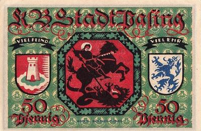 50 пфеннигов 1918 (1921) Германия г.Пасинг (Бавария). Нотгельд. Grabowski/Mehl 1050.1g
