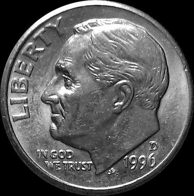10 центов (1 дайм) 1996 D США. Франклин Делано Рузвельт.