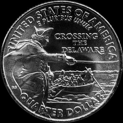 25 центов 2021 Р США. Переправа генерала Джорджа Вашингтона через реку Делавэр.