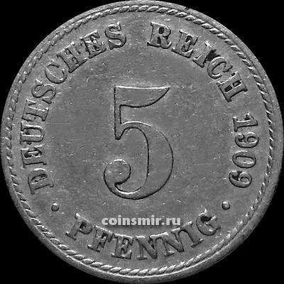 5 пфеннигов 1909 А Германия.