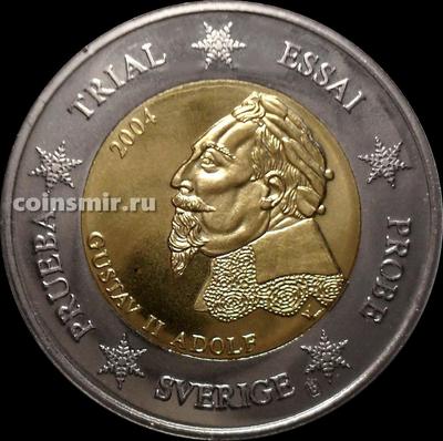 2 евро 2004 Швеция. Европроба. Specimen. Король Густав II Адольф.