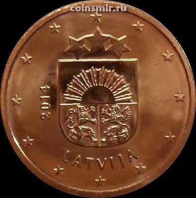 5 евроцентов 2014 Латвия. Малый герб Латвии.