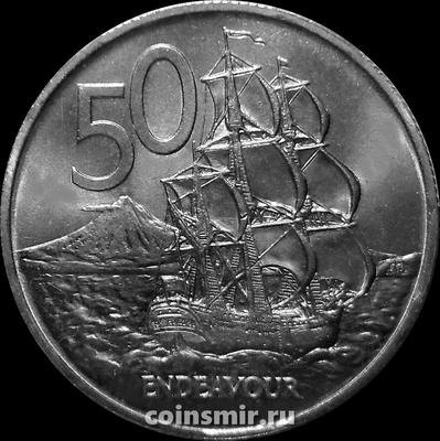 50 центов 1967 Новая Зеландия. Парусный корабль Индевор.