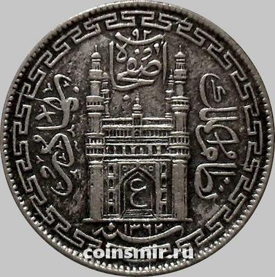 4 анны 1943 (1362/33) Индия. Княжество Хайдарабад. Осман Али Хан.