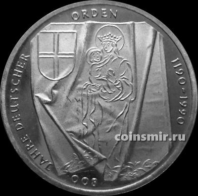 10 марок 1990 J Германия ФРГ.  800 лет Тевтонскому ордену. Состояние на фото.