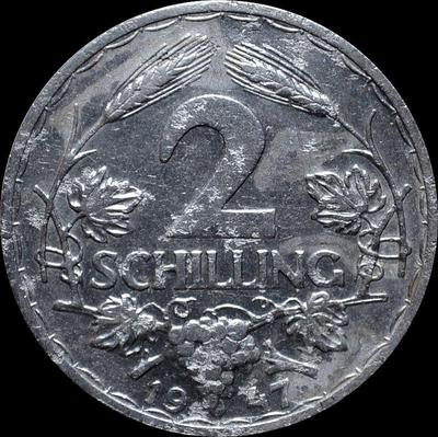 2 шиллинга 1947 Австрия. Состояние на фото.