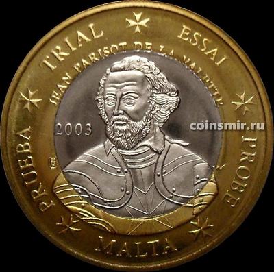 1 евро 2003 Мальта. Жан Паризо де ла Валетт. Европроба. Specimen.