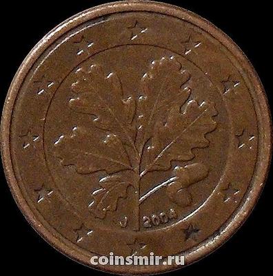 1 евроцент 2004 J Германия. Листья дуба.