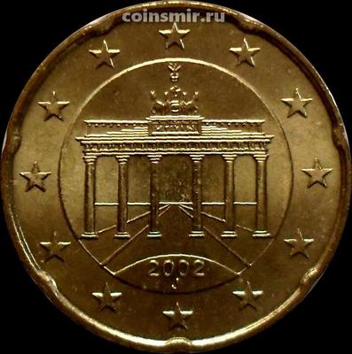 20 евроцентов 2002 J Германия. Бранденбургские ворота.