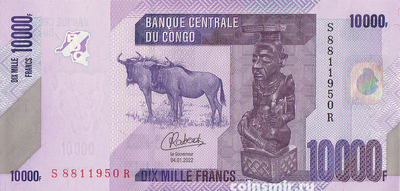 10000 франков 2022 Конго.