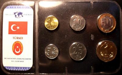 Набор из 6 монет 2005-2007 Турция. Запайка.
