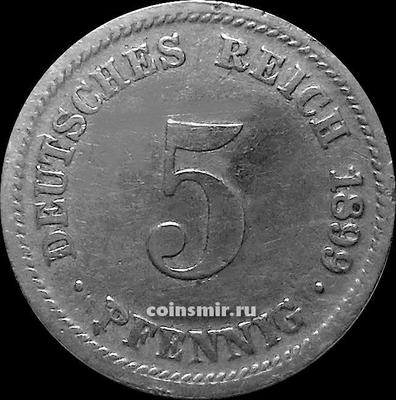5 пфеннигов 1899 D Германия.
