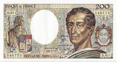 200 франков 1982 Франция.