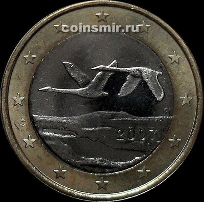 1 евро 2007 FI Финляндия. Лебеди.