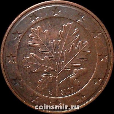 5 евроцентов 2002 G Германия. Листья дуба.